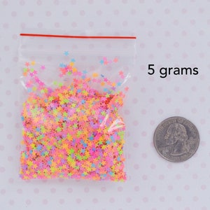 3mm Kawaii Neon Rainbow Star Mix Glitter Resin Supplies Nail Art Decoden Slime 5 grams image 8