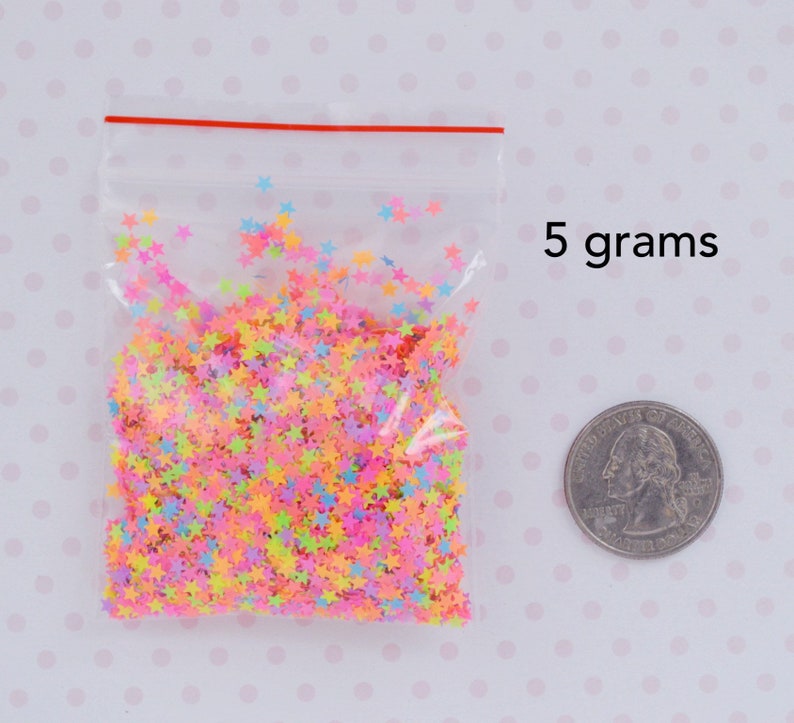 3mm Kawaii Neon Rainbow Star Mix Glitter Resin Supplies Nail Art Decoden Slime 5 grams image 8