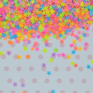 3mm Kawaii Neon Rainbow Star Mix Glitter Resin Supplies Nail Art Decoden Slime 5 grams image 7