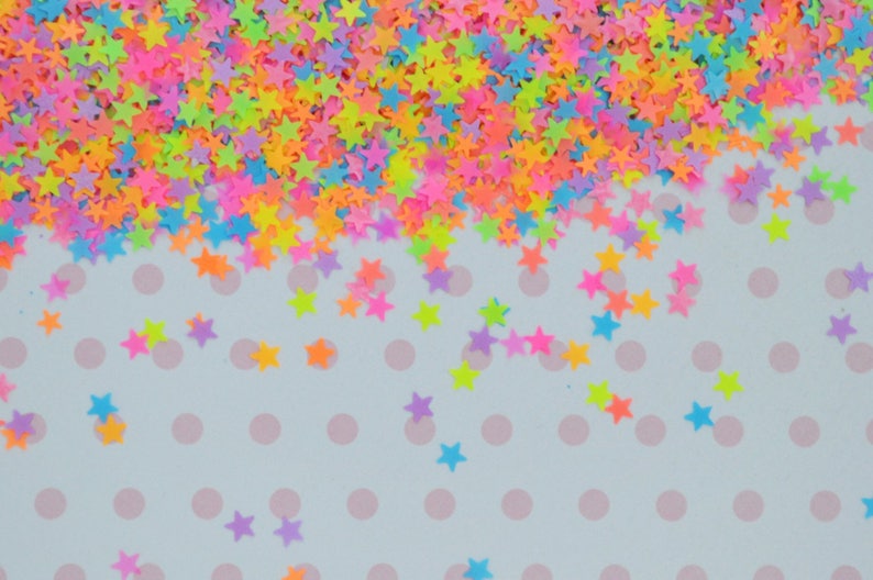 3mm Kawaii Neon Rainbow Star Mix Glitter Resin Supplies Nail Art Decoden Slime 5 grams image 7