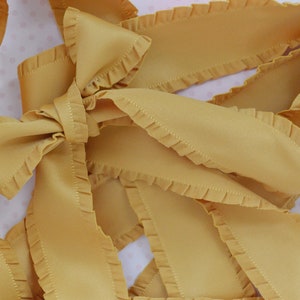 42mm Mustard Yellow Golden Sateen Ribbon with Ruffle Hem Hime Lolita Bow Decoden Jewelry Supplies - 2 yards