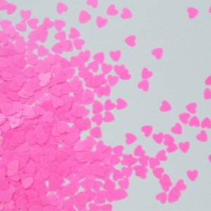 3mm Neon Hot Pink Heart Glitter Resin Supplies Nail Art Slime Decoden Sequins - 5 grams