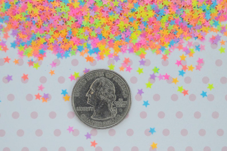 3mm Kawaii Neon Rainbow Star Mix Glitter Resin Supplies Nail Art Decoden Slime 5 grams image 10