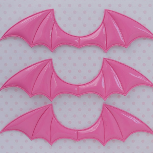 140mm HUGE Bat Wing Pink Pastel Goth Creepy Cute Halloween Wings Kawaii Appliqué - set of 3