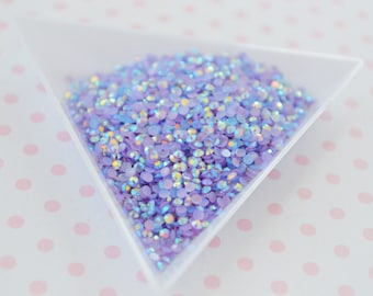 2mm Purple Ab Iridescent Rhinestone Flatback Resin Decoden Cabochon - 5 grams