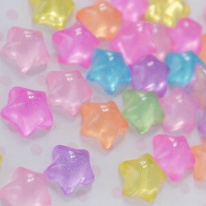 13mm Bright Rainbow Star Shimmer Glitter Kawaii Candy Color Flatback ...