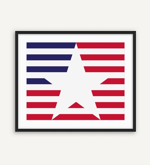 American Flag One Nation Star Abstract Wall Decor Living Room Etsy