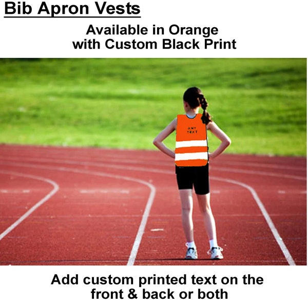 Children Sport Vest Apron Bib Vest Orange with Custom Black Text Print Reflective Safety Hi Visibility Legend Yellow Orange Size S M L