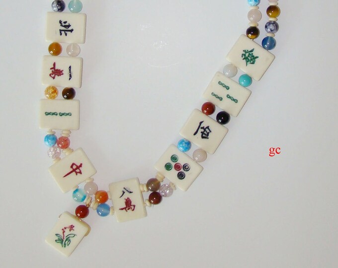 Mahjong Tile Necklace With Pendant Etsy