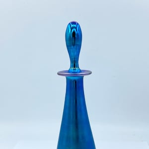 Antique Signed Steuben Blue Aurene Perfume Bottle w/ Orig Paper Label #3294