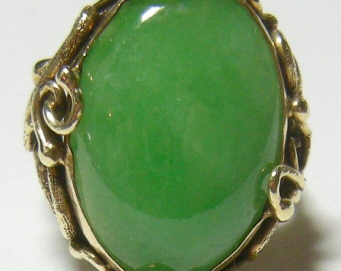 Arts and Crafts 14k & Jade Snake Ring Etsy
