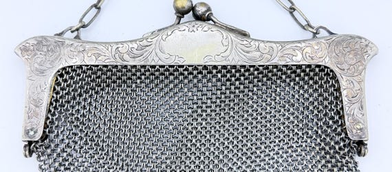 Antique Edwardian German Silver Mesh Purse - image 3