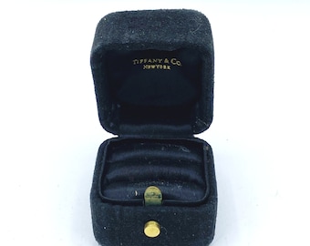 Antique Tiffany & Co Black Velvet Jewelry Double Ring Presentation Box