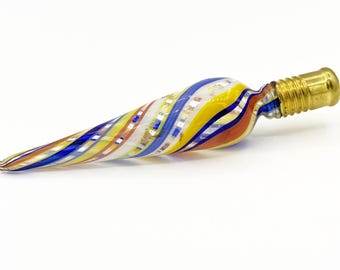 Frasco de perfume antiguo de vidrio multicolor con diseño en espiral n.° 276