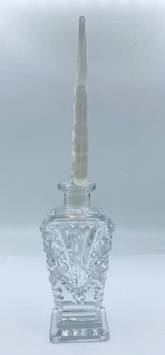 Antique Art Deco Clear Czech Glass Perfume Bottle… - image 2