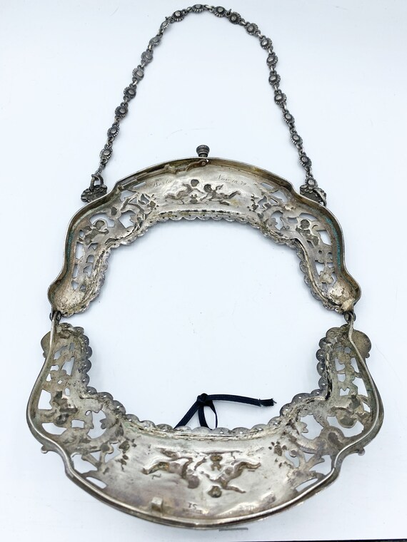 Antique Sterling Heavily Ornate Purse Frame Danci… - image 3