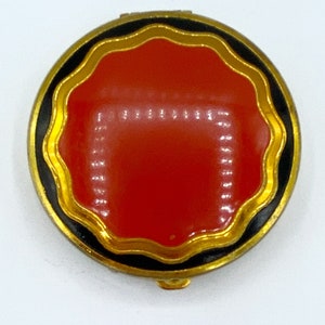Antique Art Deco Vivaudou Orange and Black Enamel Powder & Rouge Compact