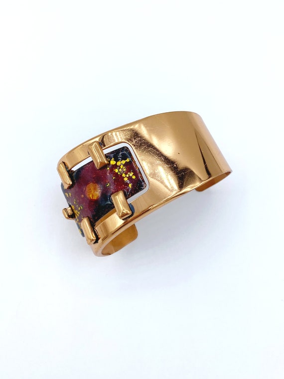 Matisse Renoir Copper Red, Gold & Black Enamel Cuf