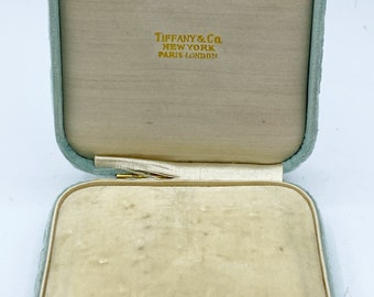 Antique Tiffany & Co Velvet Tiffany Blue Jewelry Presentation Push Button Box