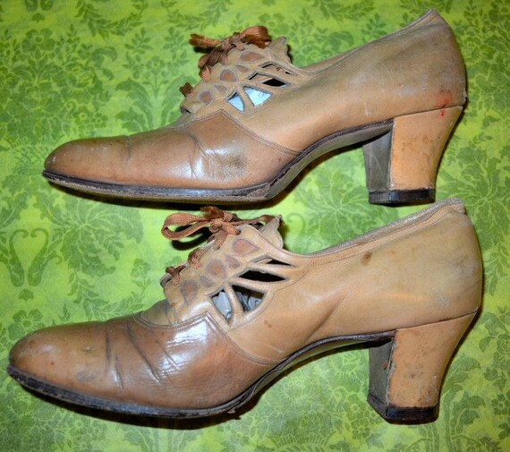 Antique Victorian Edwardian Two Tone Brown Leather