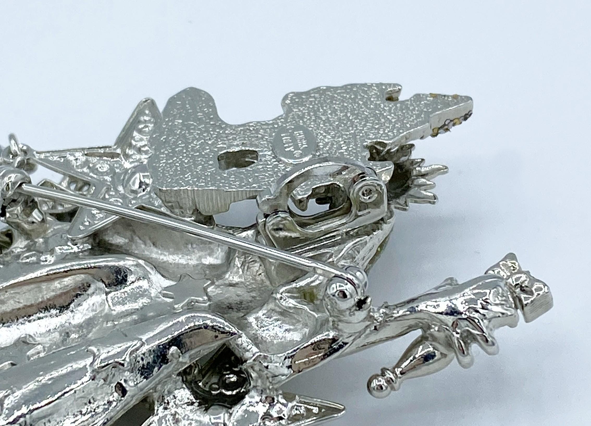 Kirks Folly 2000 Silver-tone Rhinestone & Enamel Wizard Stars Sun