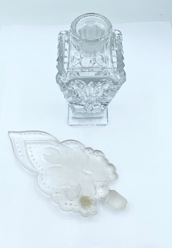 Antique Art Deco Clear Czech Glass Perfume Bottle… - image 5