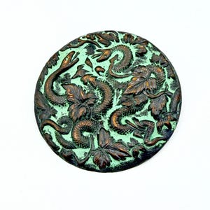 Extra Large Antique Brass Serpent Snake Button  1.75"