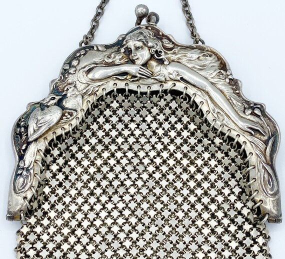 Antique Art Nouveau Sterling Silver Chatelaine Pu… - image 6