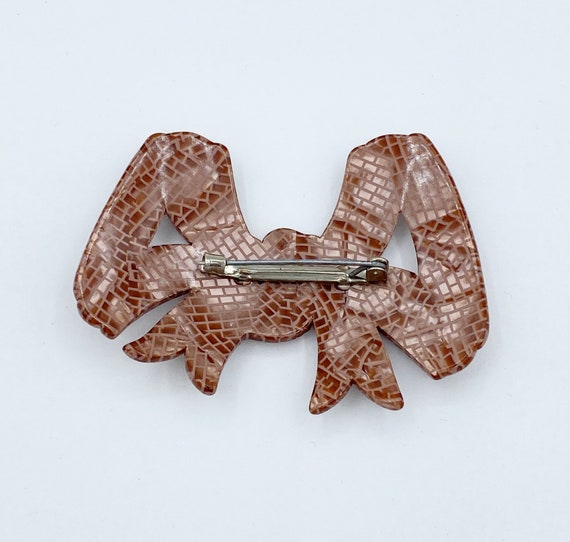 Vintage Celluloid and Rhinestone Bow Pin - image 4