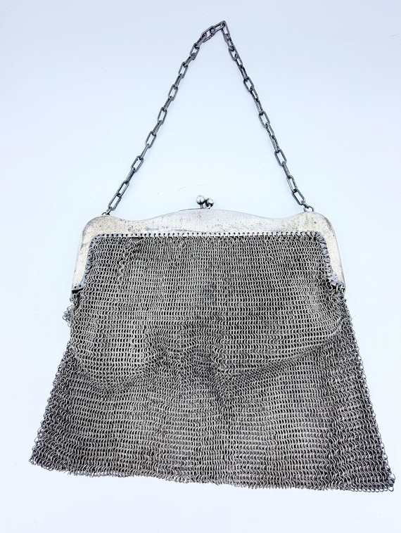 Antique Edwardian German Silver Mesh Purse - image 1