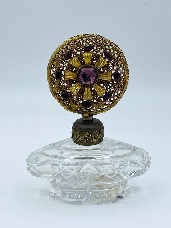 Irice Antique Czech Glass Perfume Bottle w/ Purple