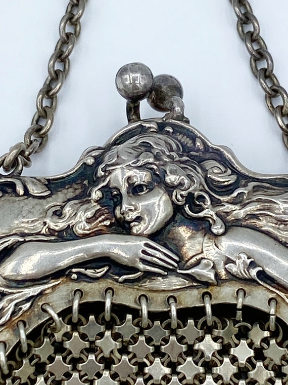 Antique Art Nouveau Sterling Silver Chatelaine Pu… - image 4