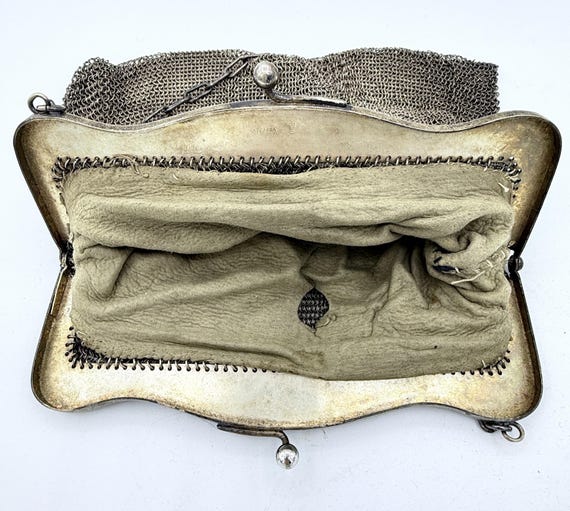 Antique Edwardian German Silver Mesh Purse - image 3