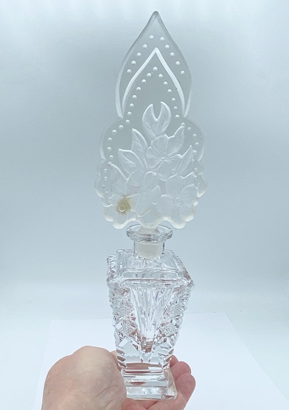 Antique Art Deco Clear Czech Glass Perfume Bottle… - image 7