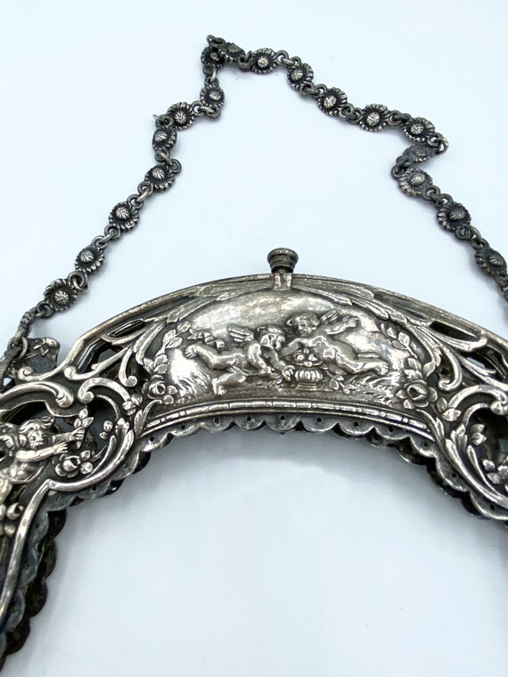 Antique Sterling Heavily Ornate Purse Frame Danci… - image 5