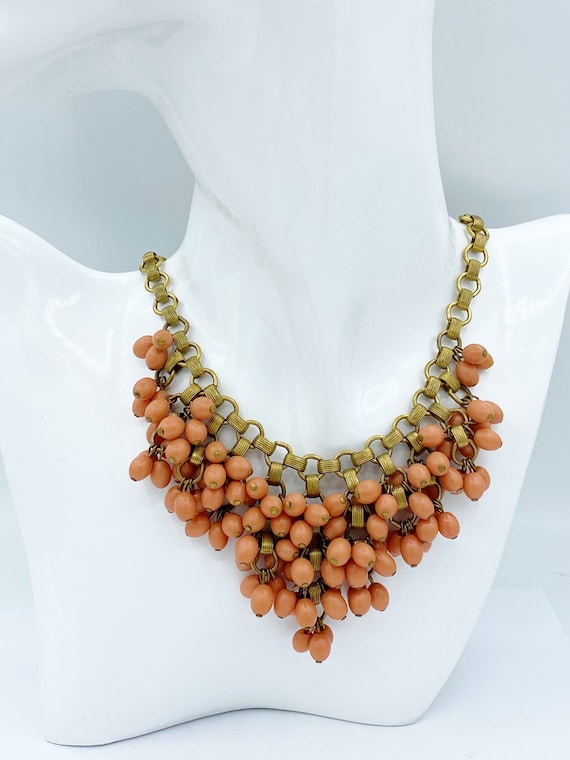 Vintage 1930s Lush Salmon-Colored Celluloid Beade… - image 1