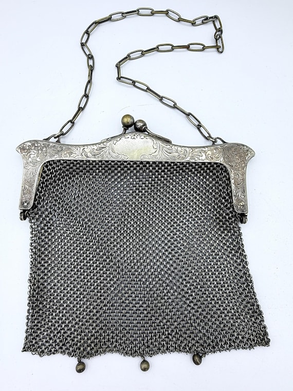 Antique Edwardian German Silver Mesh Purse - image 1