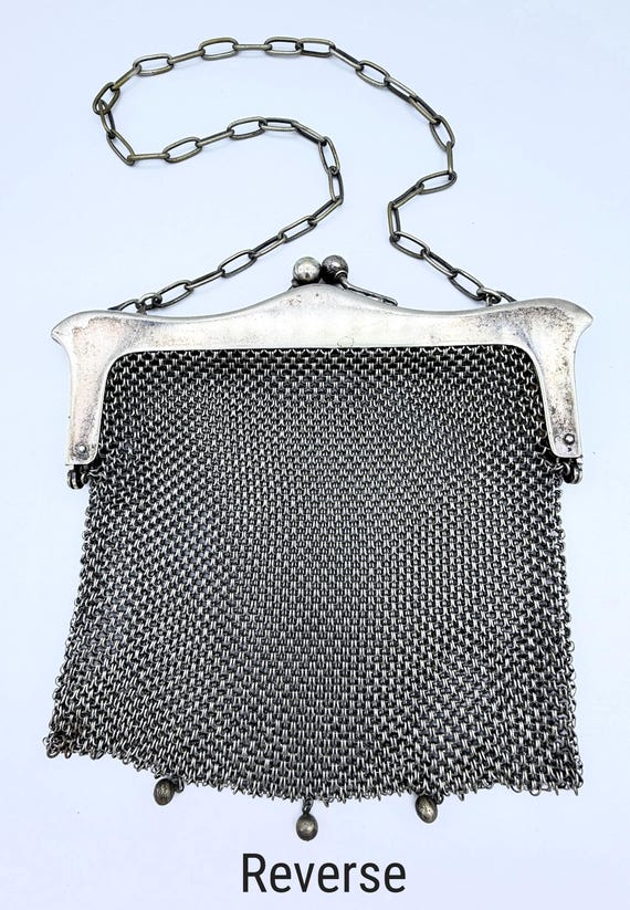 Antique Edwardian German Silver Mesh Purse - image 2