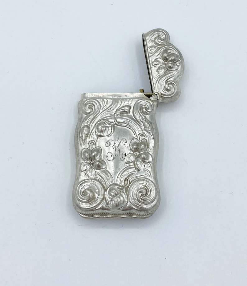 Antique Art Nouveau Sterling Match Safe Vesta W Floral Motif - Etsy