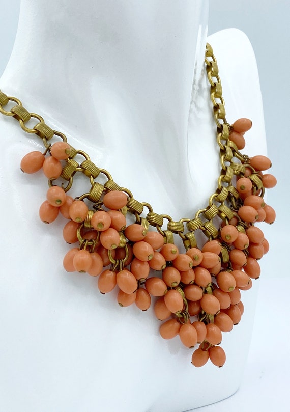 Vintage 1930s Lush Salmon-Colored Celluloid Beade… - image 2