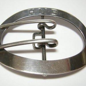 1890&#39;s Victorian Large Sterling Silver Monogrammed HMB Belt/Sash Buckle