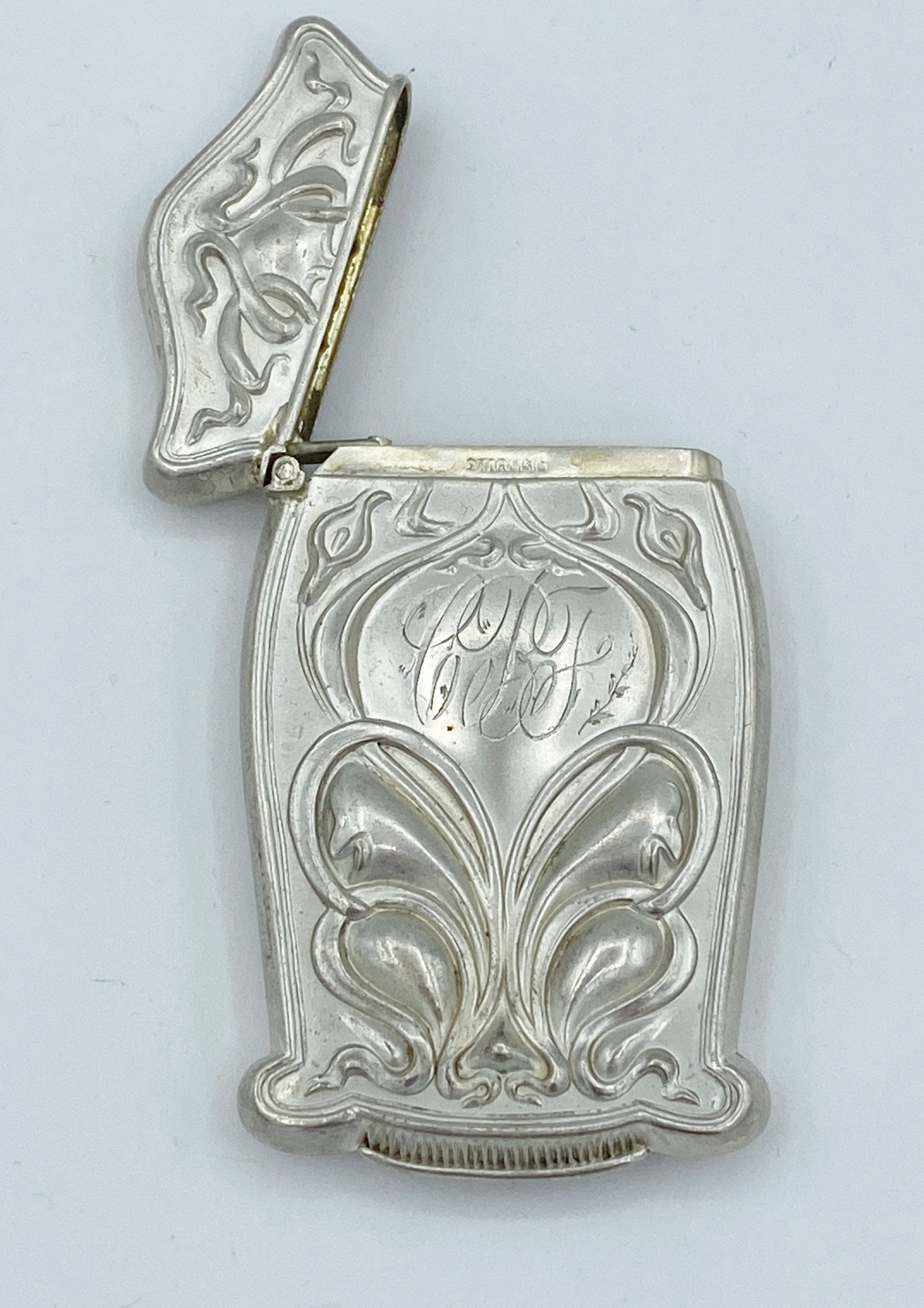 Antique Art Nouveau Sterling Silver Match Safe Vesta W Floral Motif - Etsy
