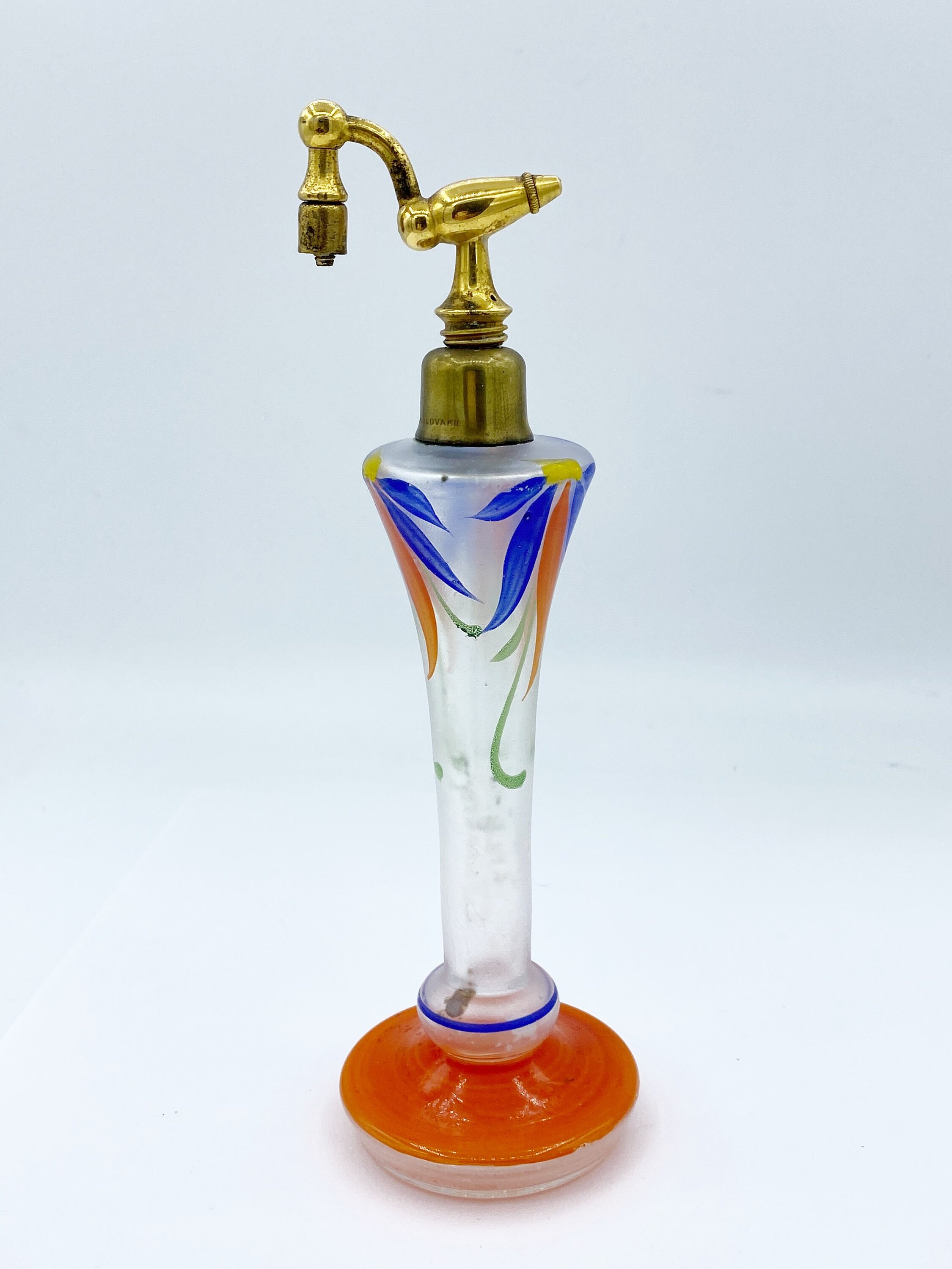 Gorgeous Antique Art Deco Czech Glass Hand Painted Perfume