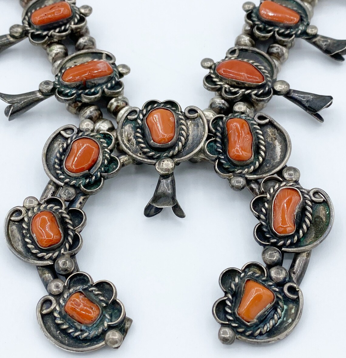 Vintage Sterling Silver & Branch Coral Navajo Squash Blossom Etsy