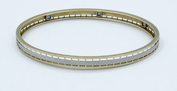 Antique 14k Yellow & White Gold Sapphire Bangle B… - image 6