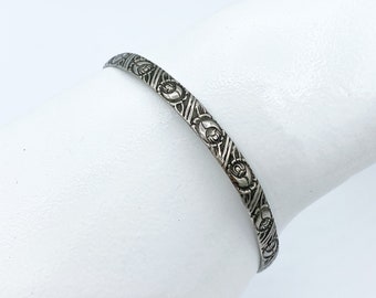 Vintage Sterling Bangle Bracelet with Roses
