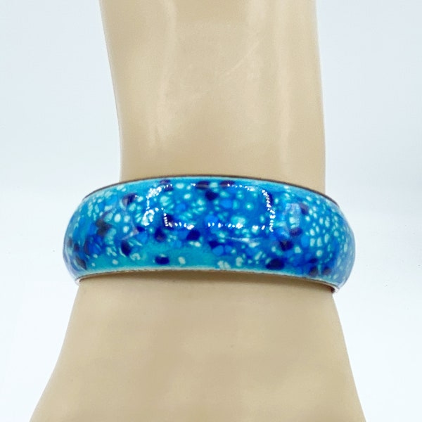 Vintage Matisse Renoir Speckled Blue Enamel Bangle Bracelet