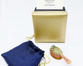 Perfume sólido compacto Pleasures de Estee Lauder Boudoir Butterfly Vintage NIB