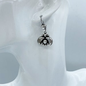 Vintage Sterling silver Scandinavian Style Floral Motif Dangle Earrings