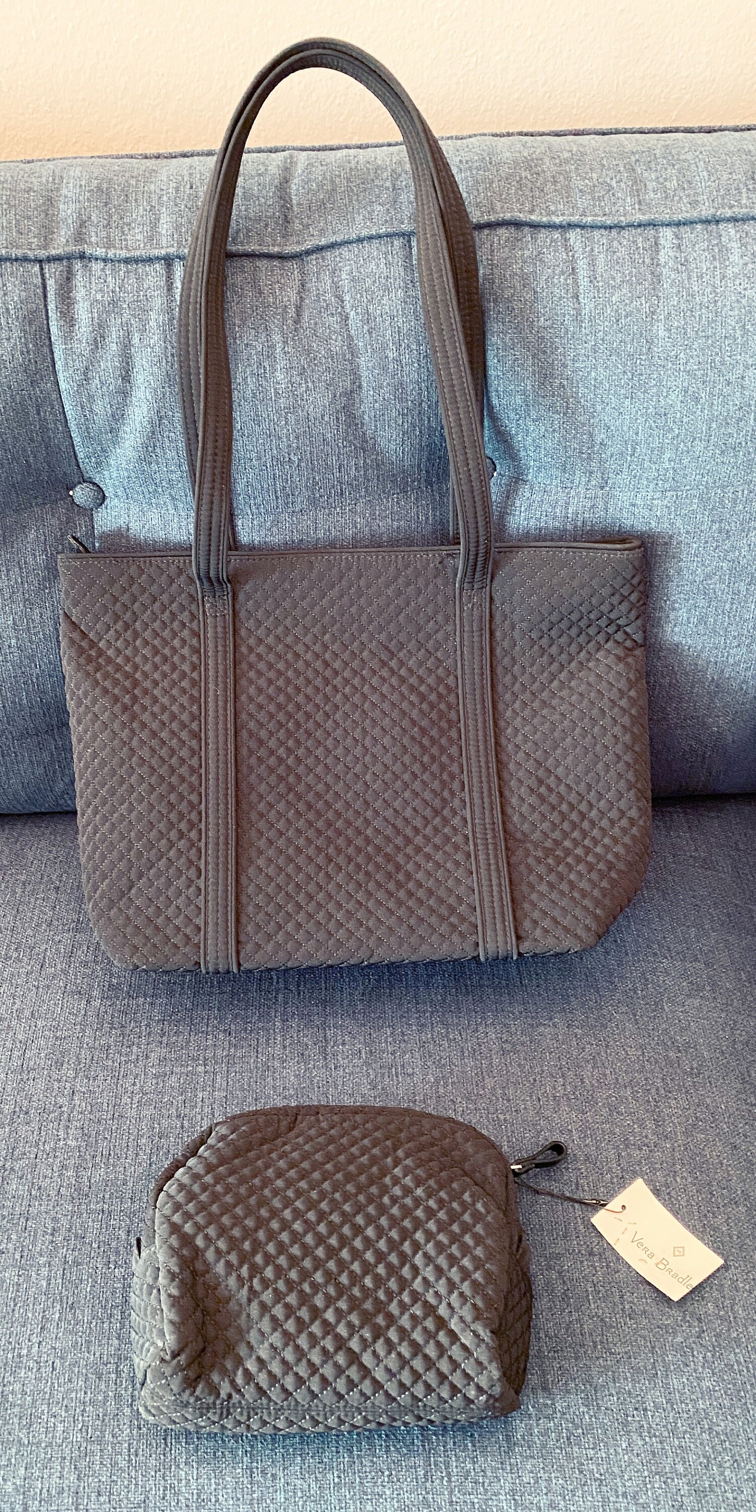 vera bradley black quilted tote